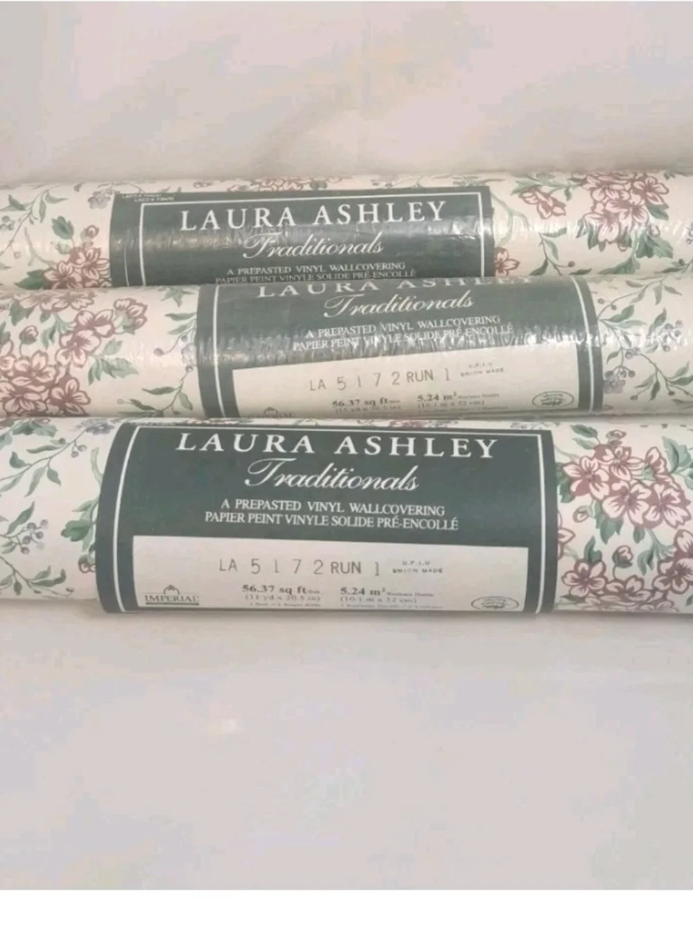 VTG Laura Ashley Wallpaper Double Roll LA 5172 Run 1-56.37 sq ft Each-LOT OF 3